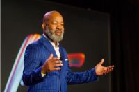 man with outstretched hands